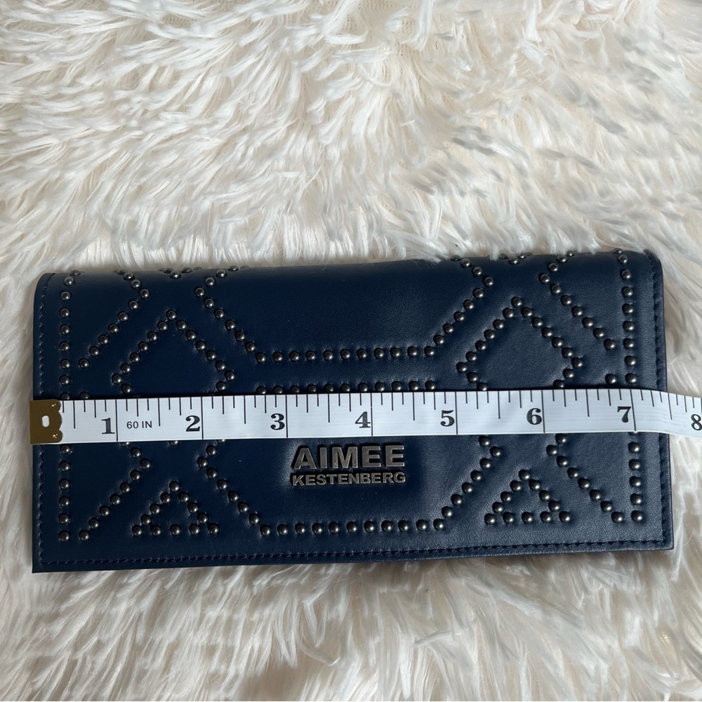 Aimee Kestenberg 100% Genuine Leather Wallet Navy Blue Studded NWT - Picture 10 of 11